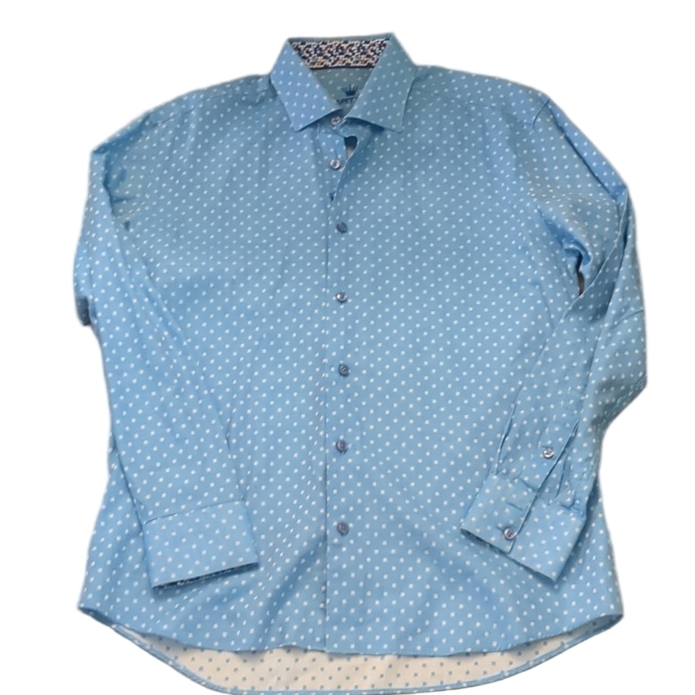 Bertigo blue long sleeve button down shirt size medium?
